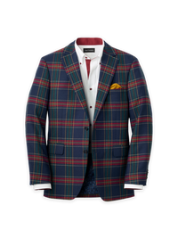Wool Blend Single Breasted Notch Lapel Sport Coat - Blue