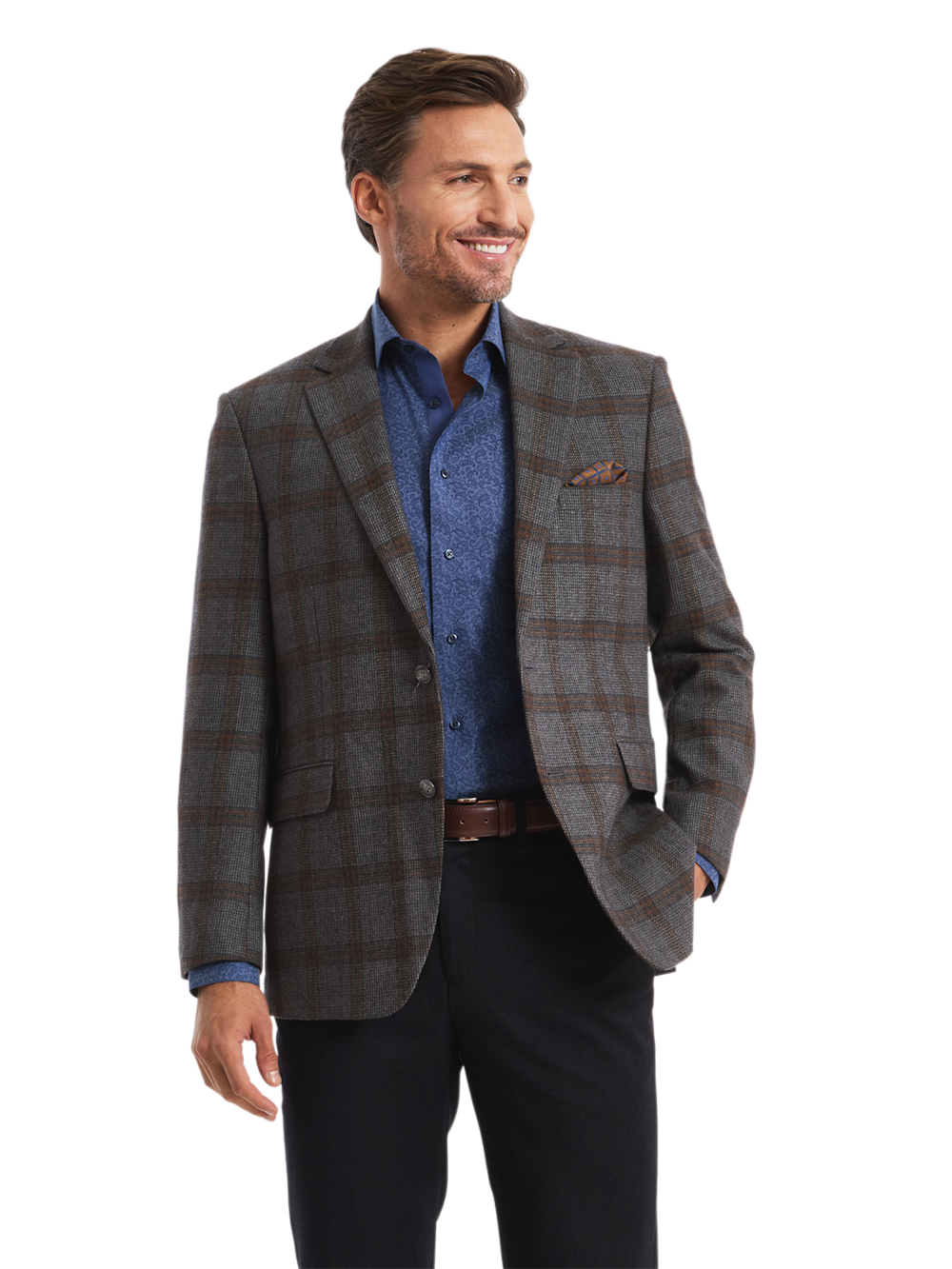Alternate Shot of Men's grey/tan  Sportcoats  - 2