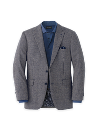 Wool Hounstooth Single Breasted Notch Lapel Sport Coat - Navy/Grey