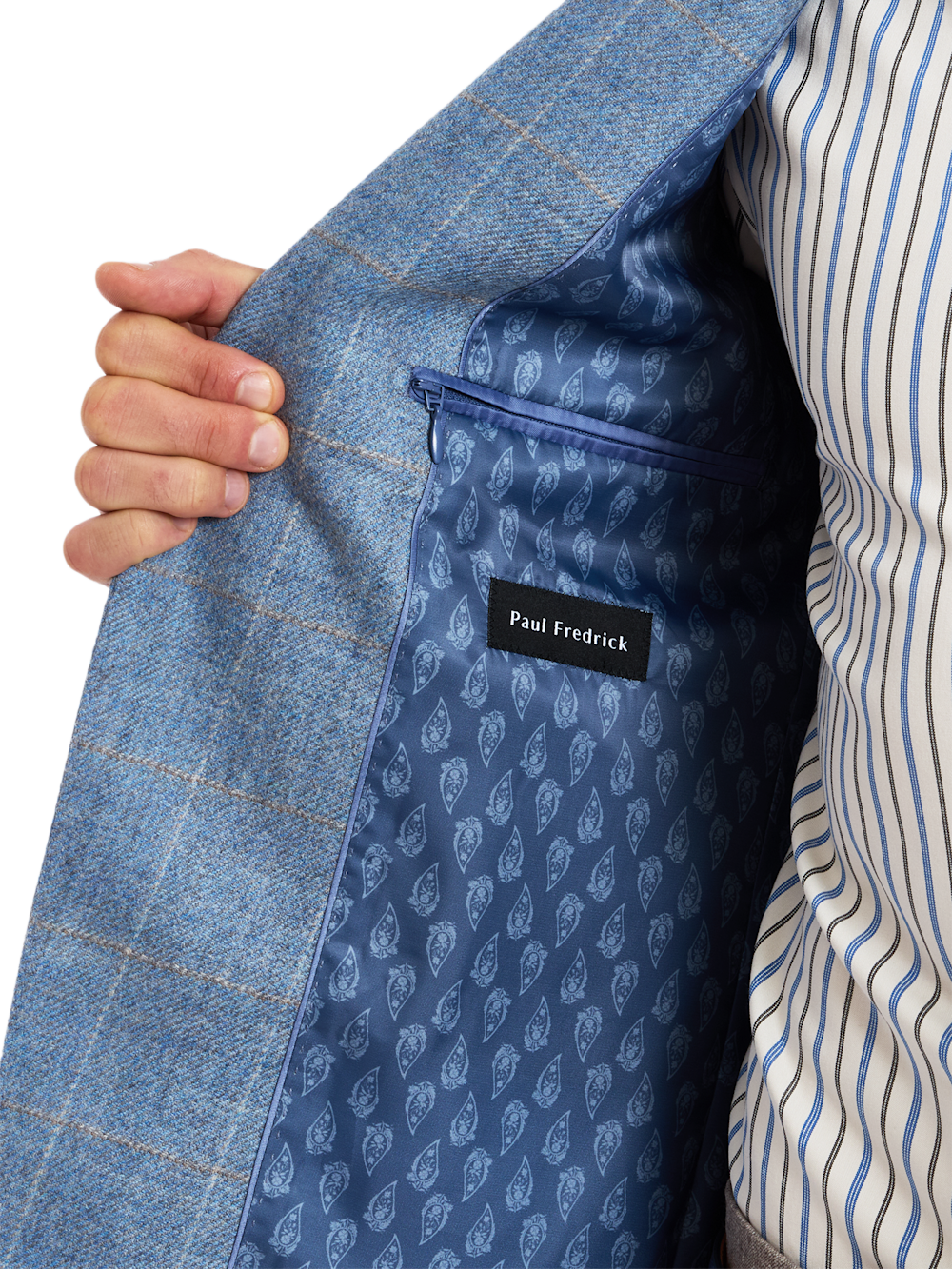 Alternate Shot of Men's tan/light blue  Sportcoats  - 4