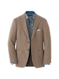 Knit Solid Single Breasted Notch Lapel Sport Coat - Brown