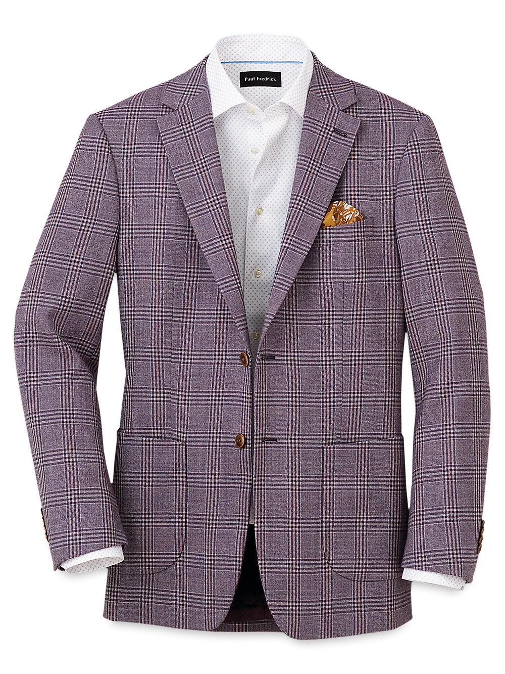 Product Image of Wool Plaid Single Breasted Notch Lapel Sport Coat-Purple