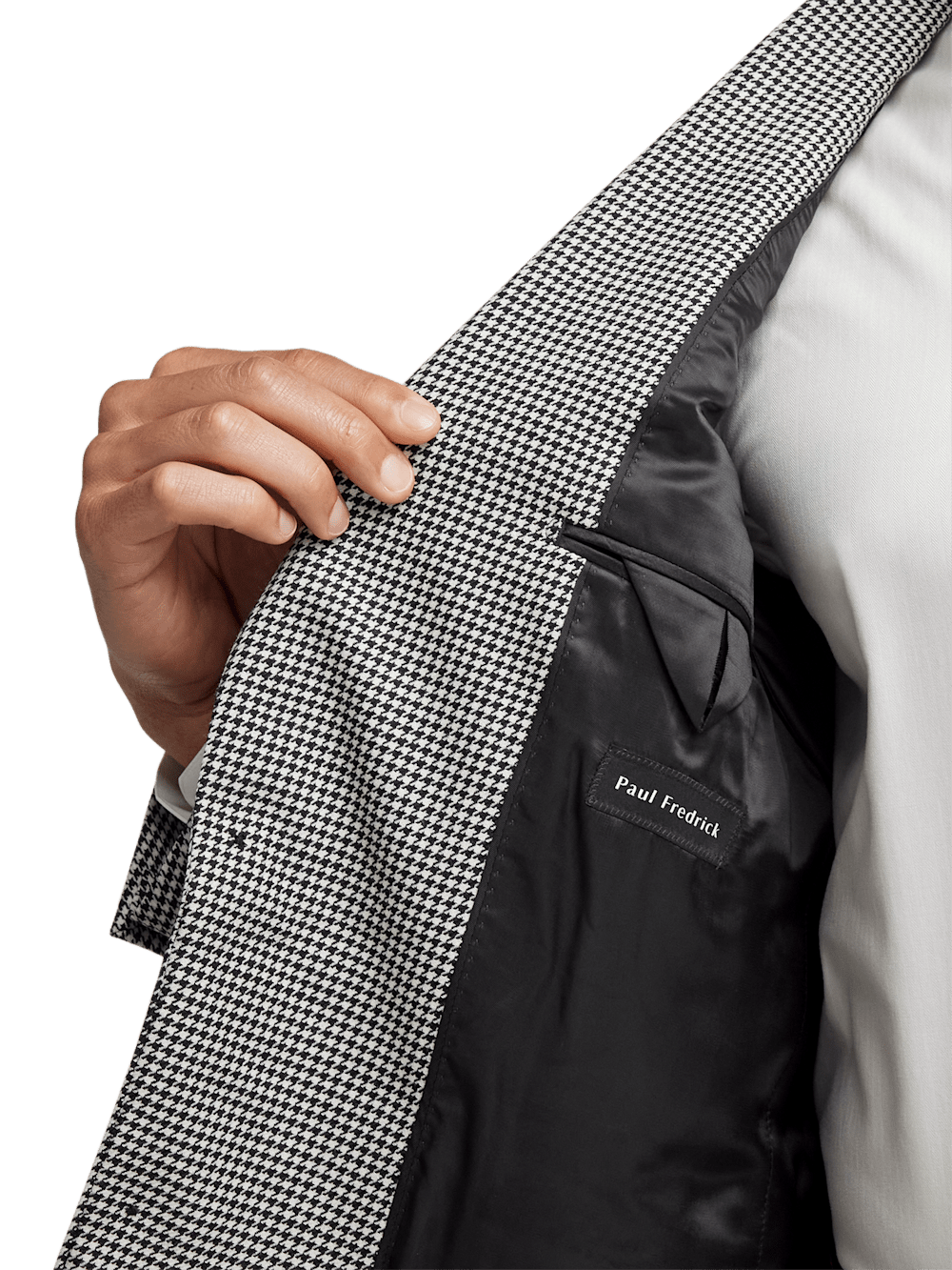 Wool Houndstooth Single Breasted Peak Lapel Sport Coat - Black/white 52 Long Wool Houndstooth Single Breasted Peak Lapel Sport Coat - Black/white 52 Long