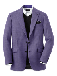 Wool Houndstooth Single Breasted Peak Lapel Sport Coat - Purple