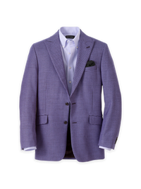 Wool Houndstooth Single Breasted Peak Lapel Sport Coat - Purple