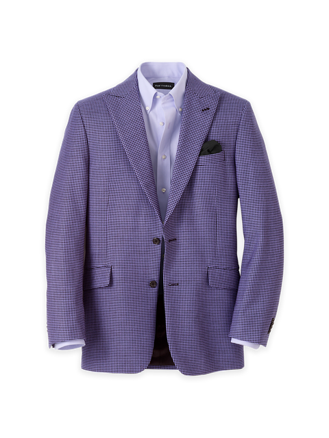 Wool Houndstooth Single Breasted Peak Lapel Sport Coat