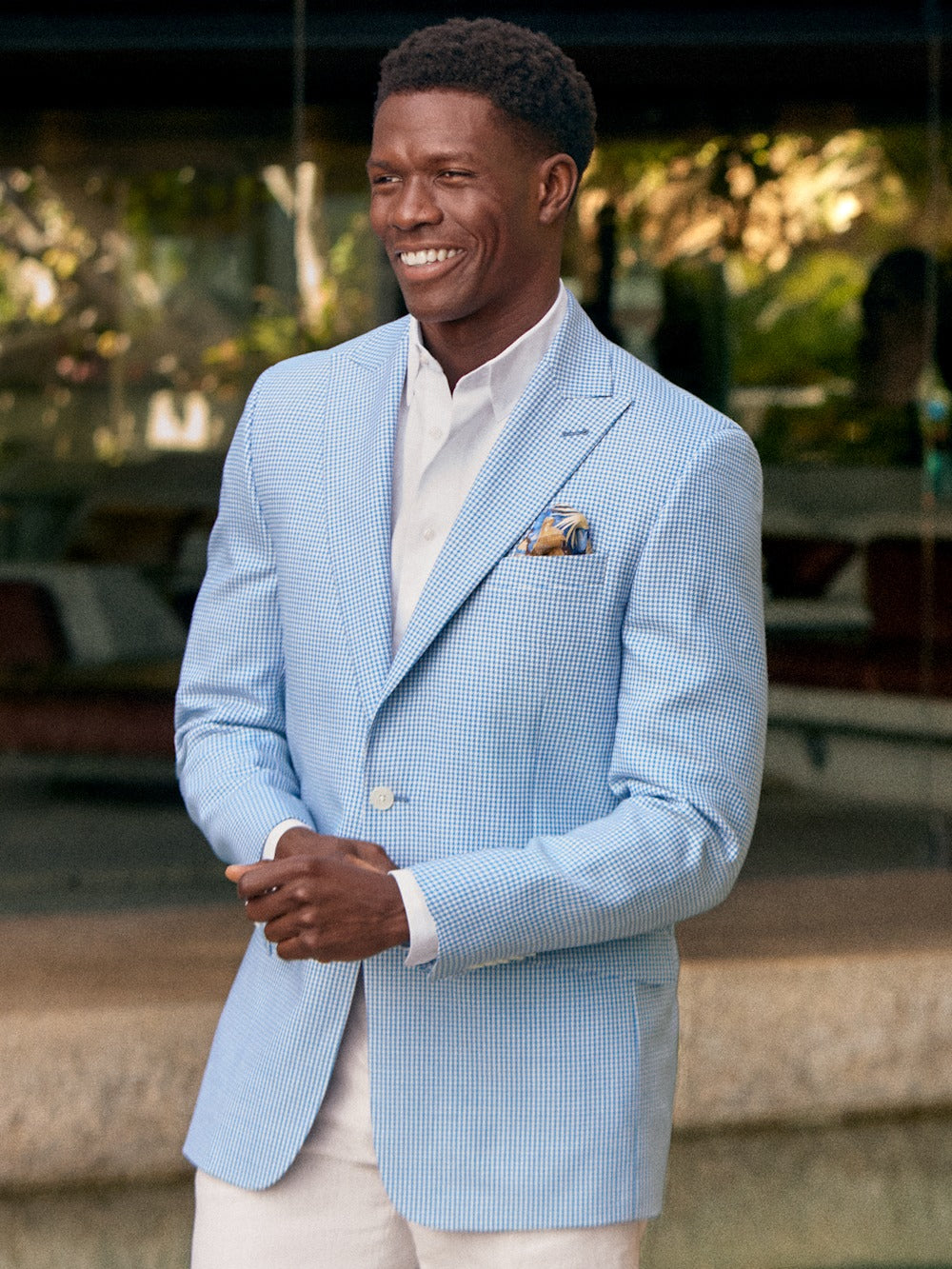 Alternate Shot of Men's Ocean Blue Solid Sportcoats  - 7