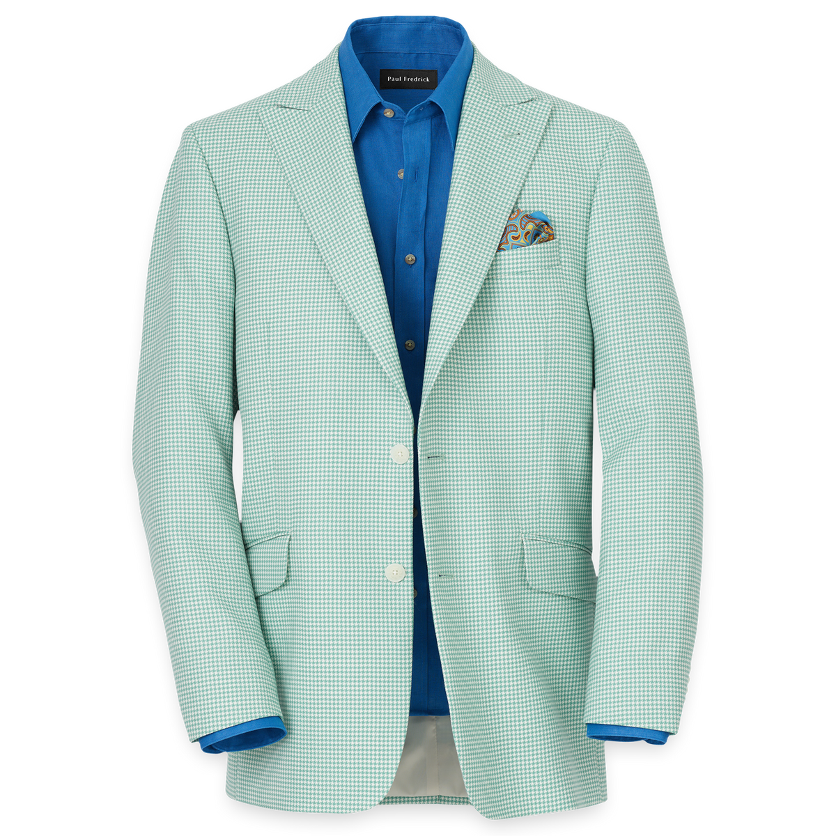 Wool Houndstooth Single Breasted Peak Lapel Sport Coat