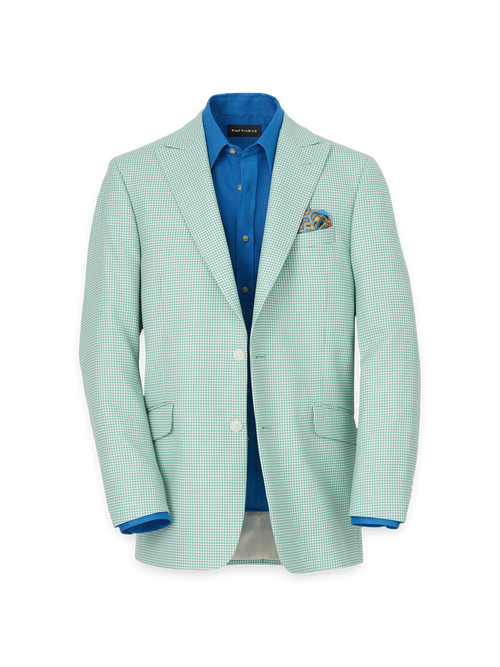 Wool Houndstooth Single Breasted Peak Lapel Sport Coat