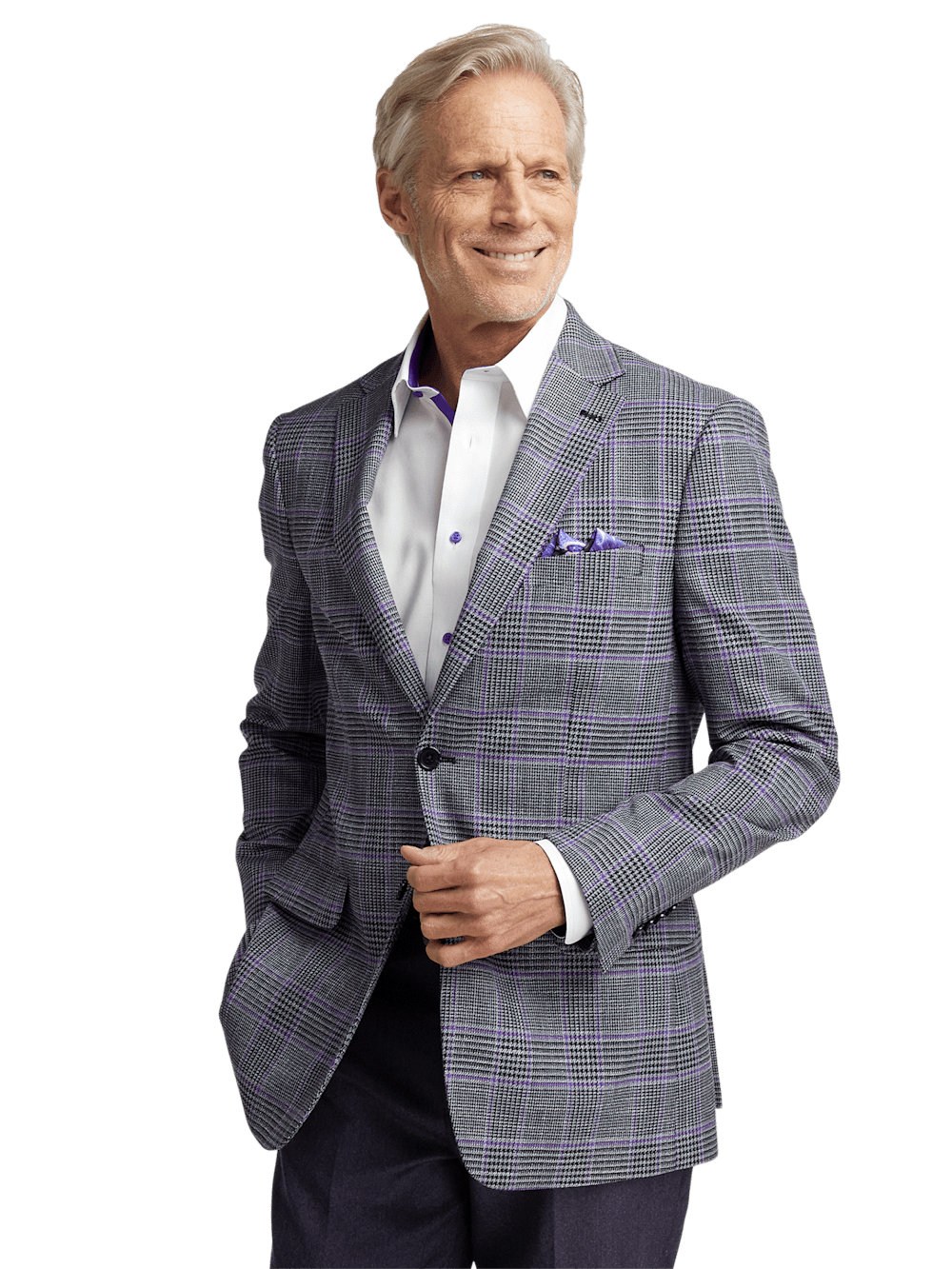 Alternate Image of Microfiber Windowpane Single Breasted Notch Lapel Sport Coat-1
