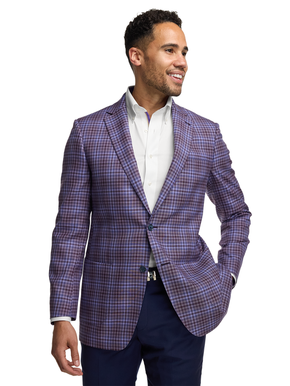 Alternate Image of Wool Plaid Single Breasted Notch Lapel Sport Coat-1