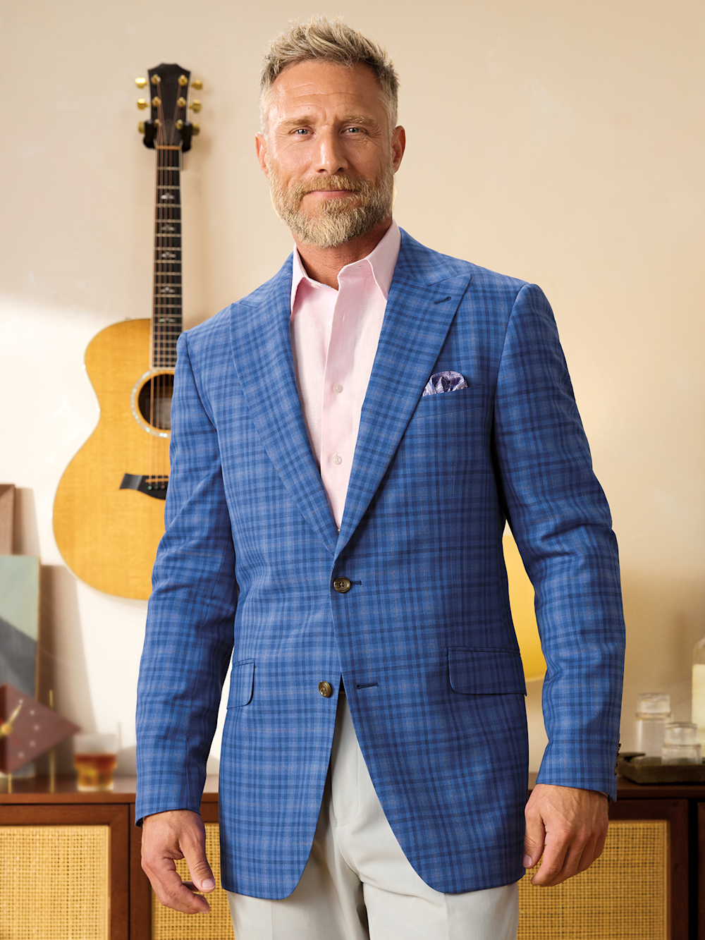 Alternate Image of Wool Plaid Single Breasted Peak Lapel Sport Coat-7
