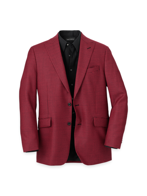 Wool Houndstooth Single Breasted Peak Lapel Sport Coat
