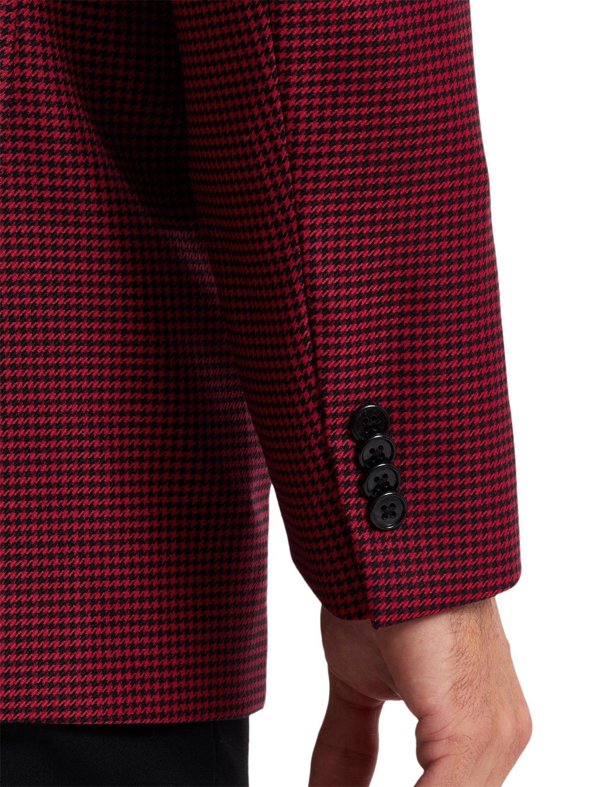 Alternate Shot of Men's Black/Red Houndstooth Sportcoats  - 3