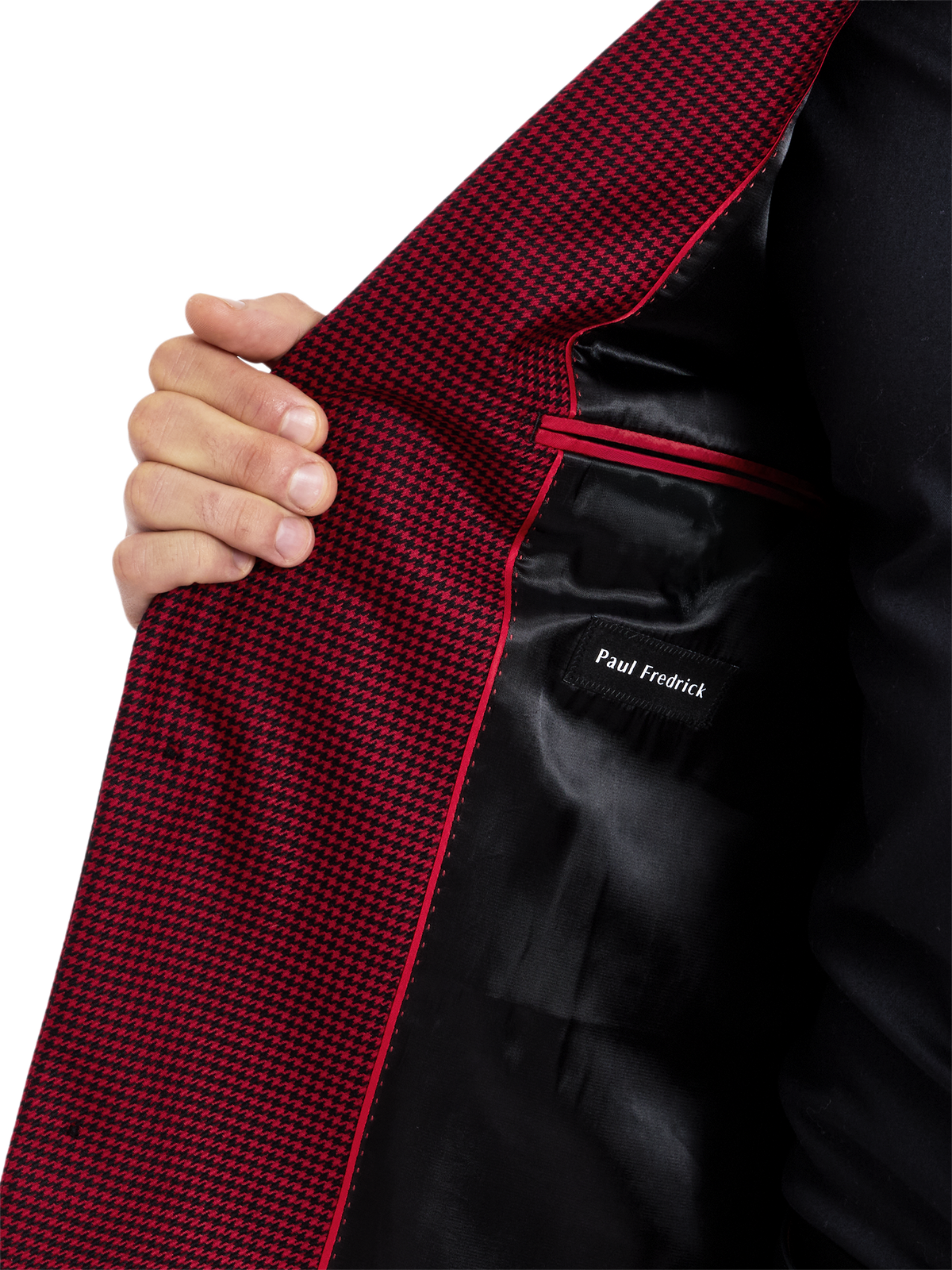 Alternate Shot of Men's Black/Red Houndstooth Sportcoats  - 4
