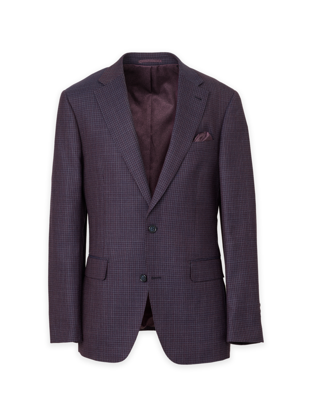 Product Image of Burgundy Wool Check Single Breasted Notch Lapel Sport Coat-Burgundy