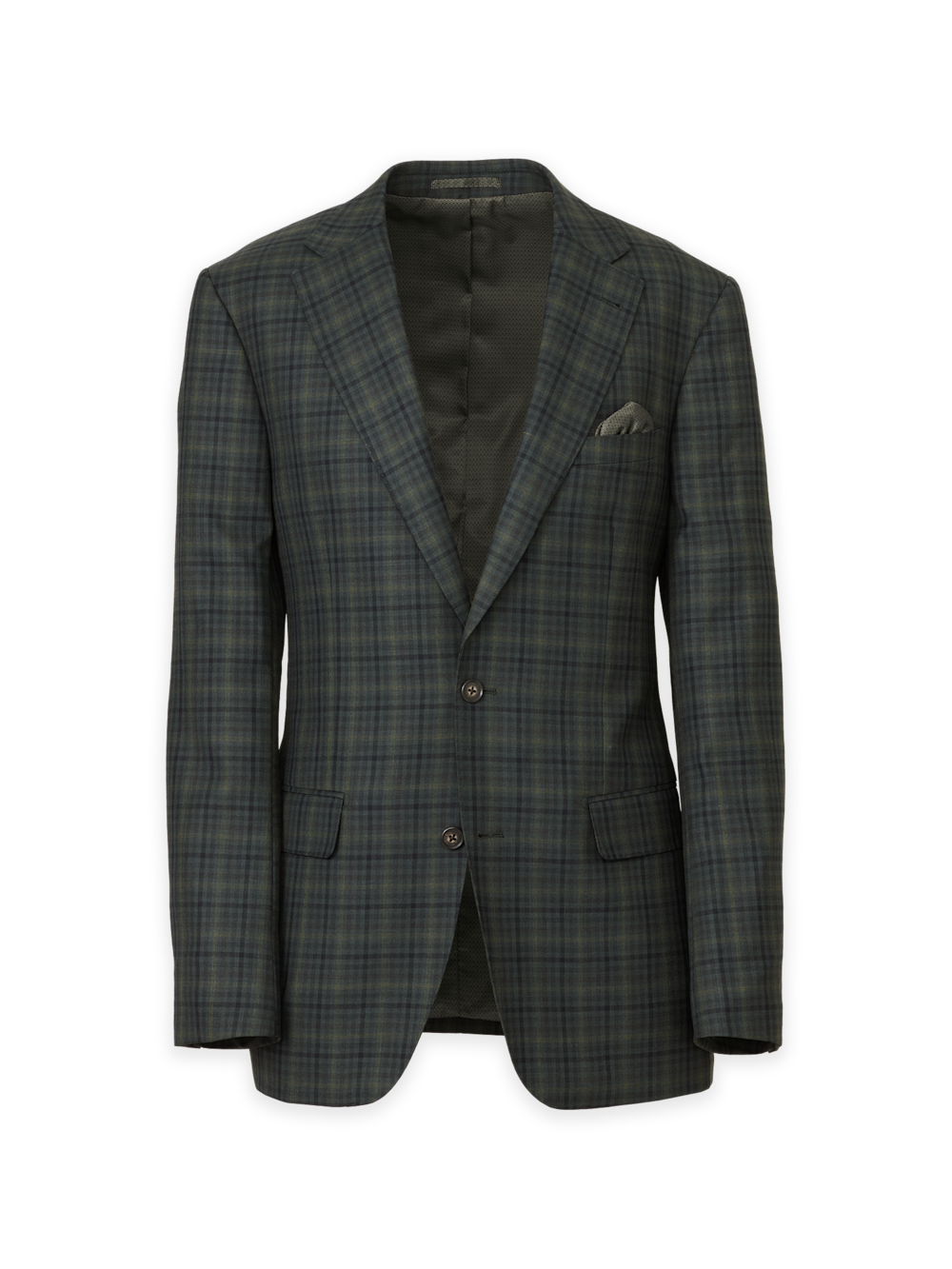 Product Image of Olive Wool Plaid Single Breasted Notch Lapel Sport Coat-Olive