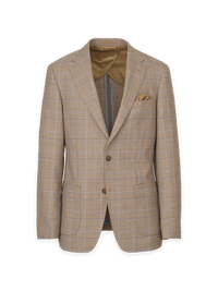 Tan Multi Wool Plaid Single Breasted Notch Lapel Sport Coat - Tan Multi