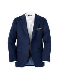 Cashmere Single Breasted Notch Lapel Sport Coat - Blue