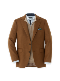 Cashmere Single Breasted Notch Lapel Sport Coat - Dark Tan