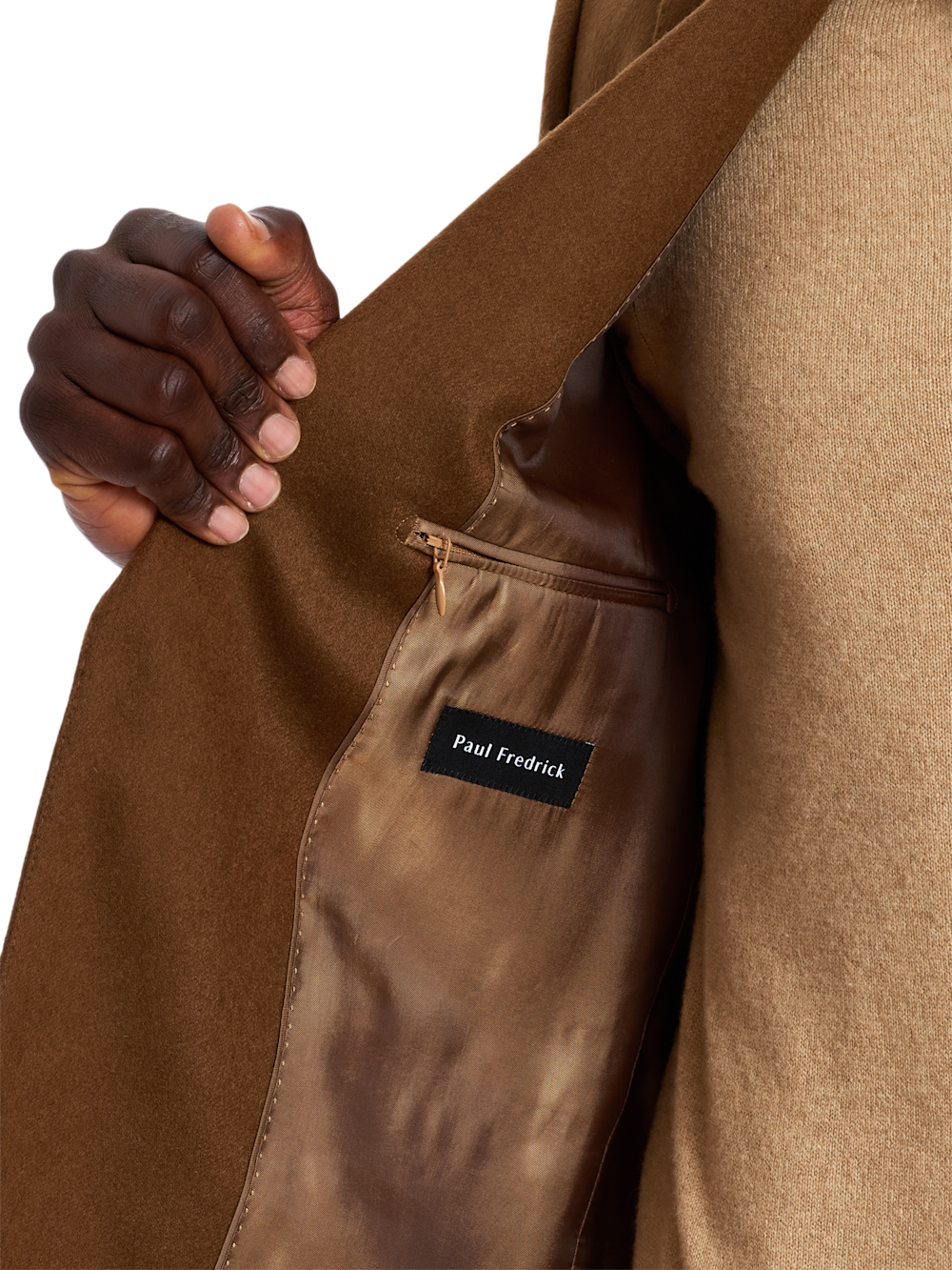 Alternate Shot of Men's dark tan Solid Sportcoats  - 4