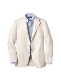 Linen Solid Single Breasted Notch Lapel Sport Coat - Ivory