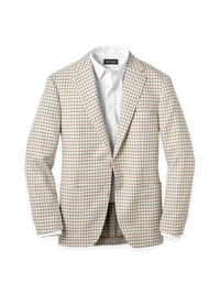Wool Blend Check Single Breasted Notch Lapel Sport Coat - Ivory/sage