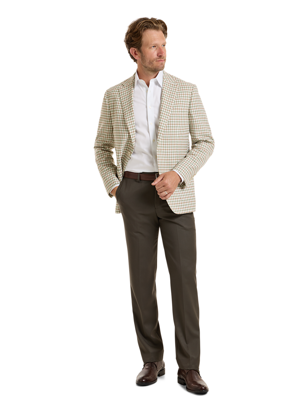 Alternate Image of Wool Blend Check Single Breasted Notch Lapel Sport Coat-1