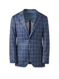 Windowpane Single Breasted Notch Lapel Sport Coat - Navy