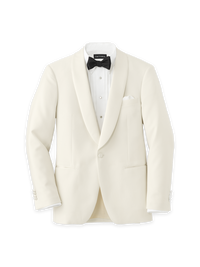 Wool Blend Shawl Collar Dinner Jacket - Ivory