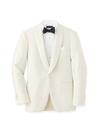 Wool Blend Shawl Collar Dinner Jacket - Ivory
