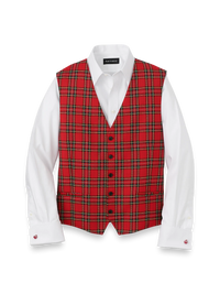 Tweed Plaid Vest - TURQUOISE/KHAKI