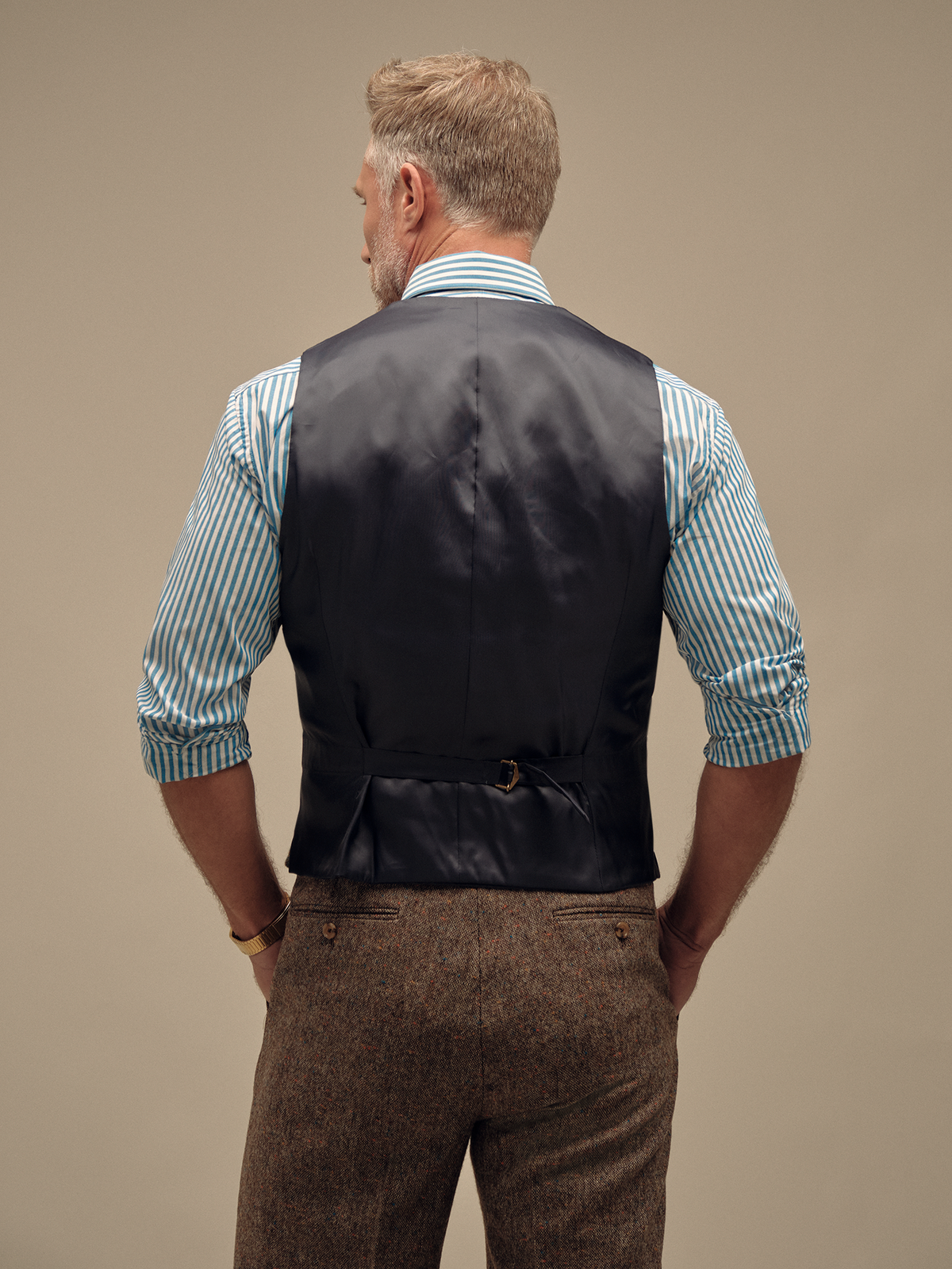 Tweed Plaid Vest - Turquoise/Khaki