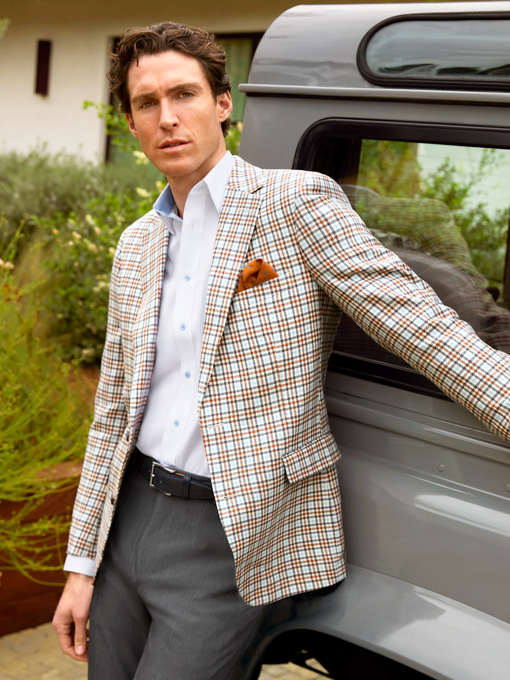 Alternate Image of Wool Gingham Single Breasted Notch Lapel Sport Coat-8