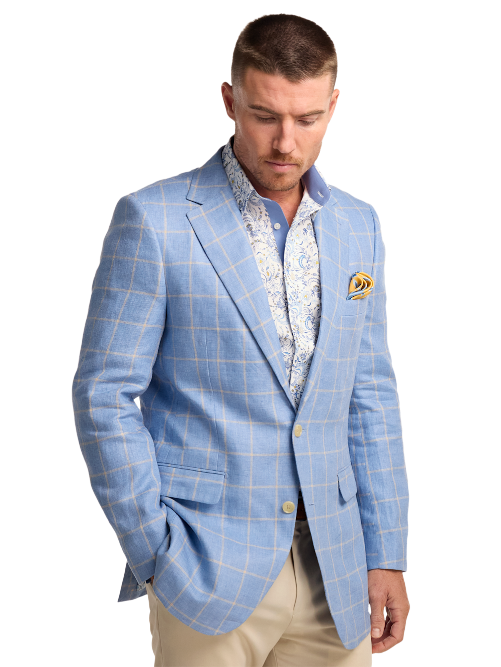 Alternate Image of Windowpane Linen Single Breasted Notch Lapel Sport Coat-1