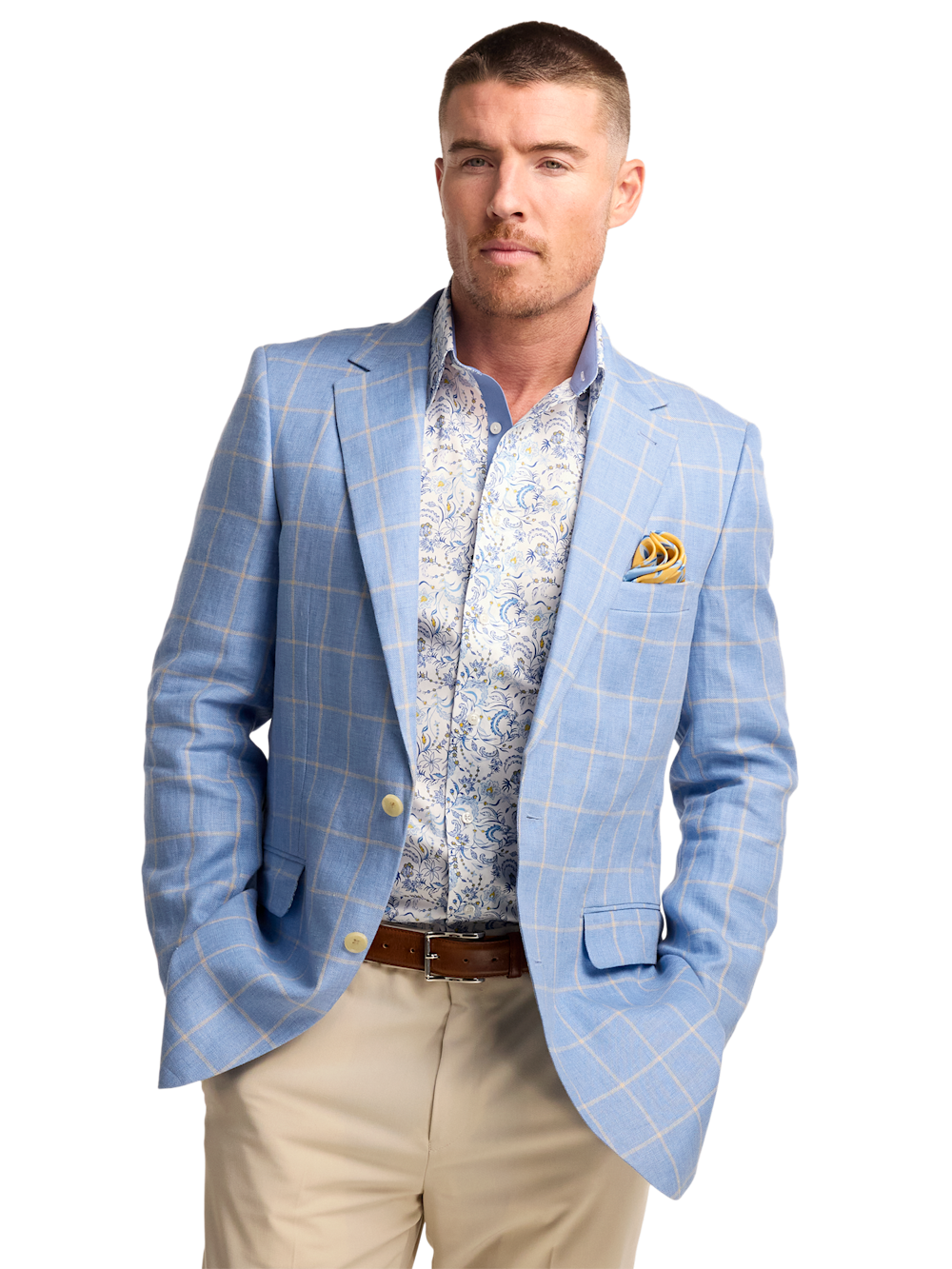 Alternate Image of Windowpane Linen Single Breasted Notch Lapel Sport Coat-2