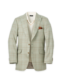 Plaid Single Breasted Peak Lapel Sport Coat - Green