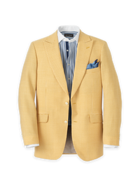 Houndstooth Wool Single Breasted Peak Lapel Sport Coat - Yellow