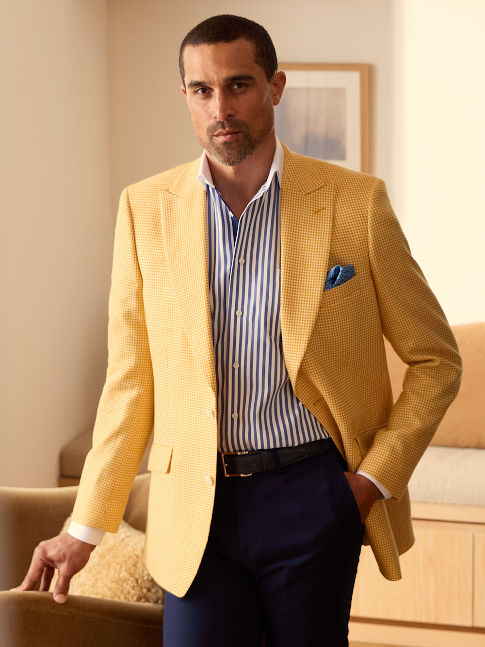 Alternate Image of Houndstooth Wool Single Breasted Peak Lapel Sport Coat-8