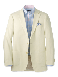 Linen Blend Single Breasted Notch Lapel Sport Coat - Butter