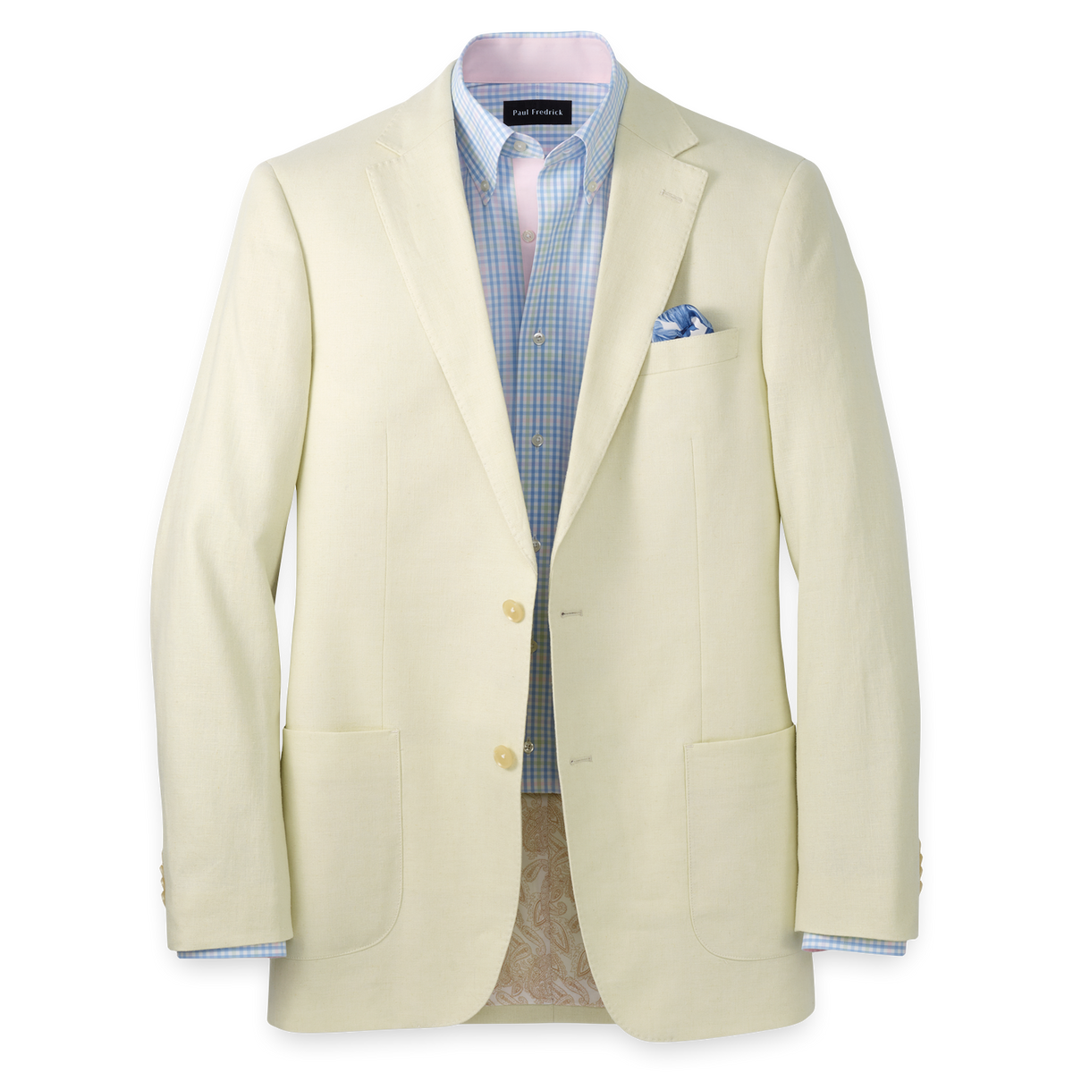 Linen Blend Single Breasted Notch Lapel Sport Coat - Butter – Paul
