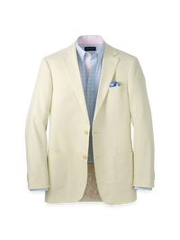 Linen Blend Single Breasted Notch Lapel Sport Coat - Butter
