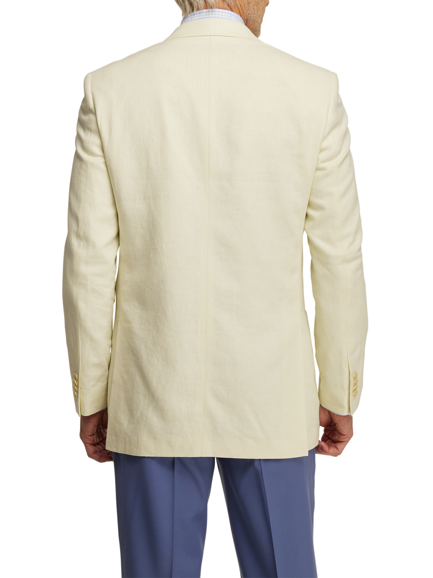 Linen Blend Single Breasted Notch Lapel Sport Coat - Butter