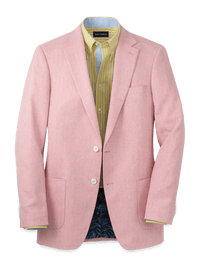 Linen Blend Herringbone Notch Lapel Sport Coat - Watermelon