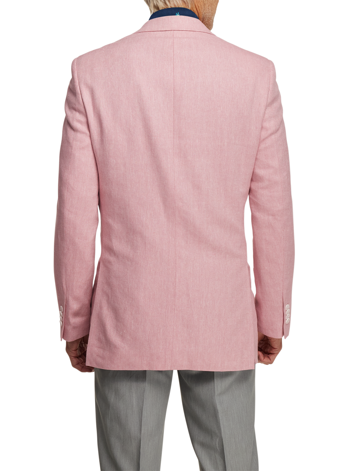 Linen Blend Herringbone Notch Lapel Sport Coat - Watermelon