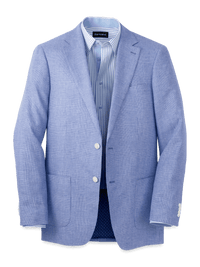 Linen Blend Single Breasted Notch Lapel Sport Coat - Blue