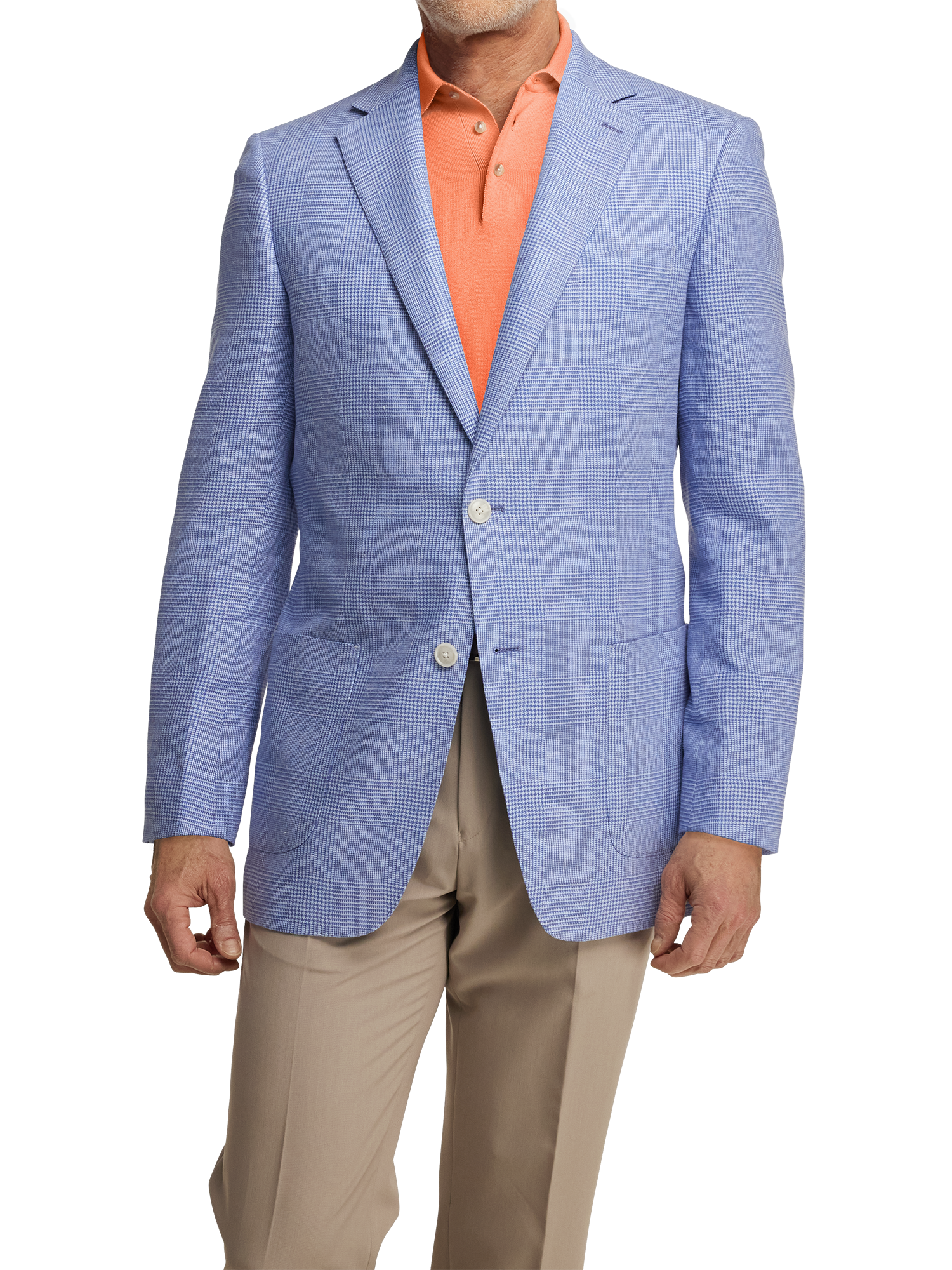 Linen Blend Single Breasted Notch Lapel Sport Coat - Blue
