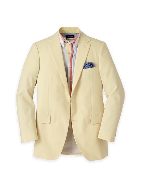 Cotton Blend Seersucker Single Breasted Notch Lapel Sport Coat