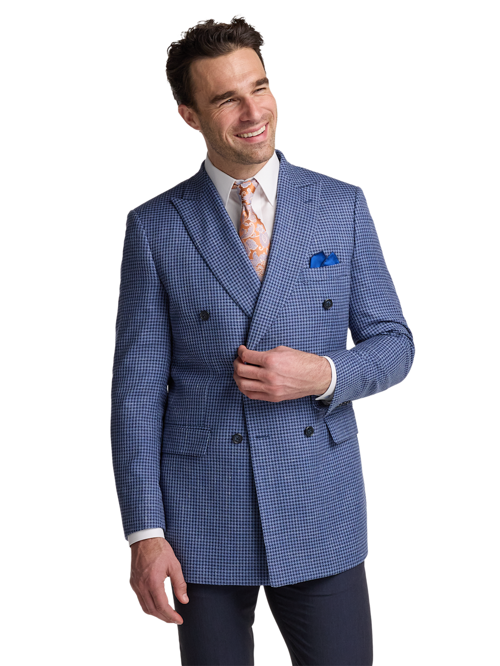 Alternate Image of Wool Blend Houndstooth Double Breasted Peak Lapel Sport Coat-1