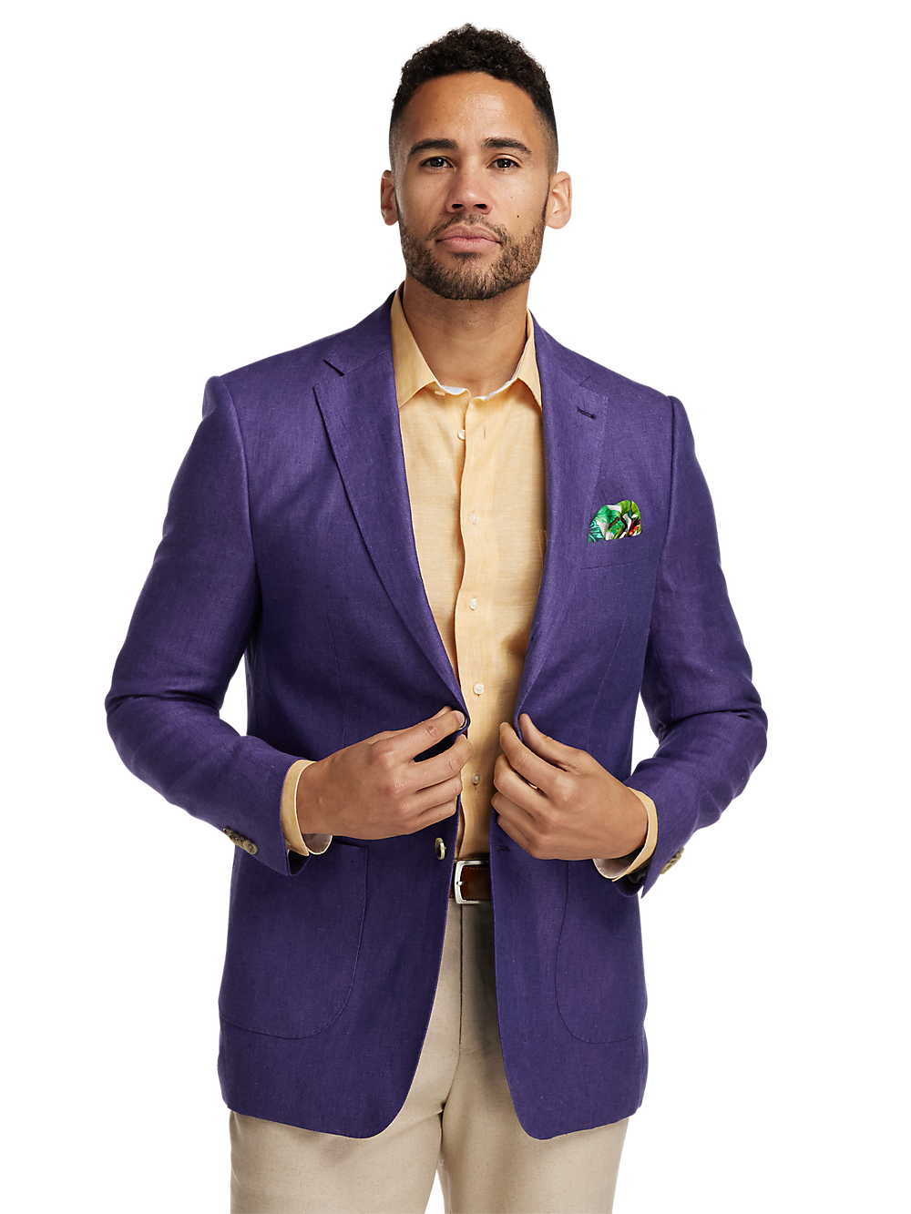 Linen Single Breasted Notch Lapel Sport Coat Purple Paul Fredrick